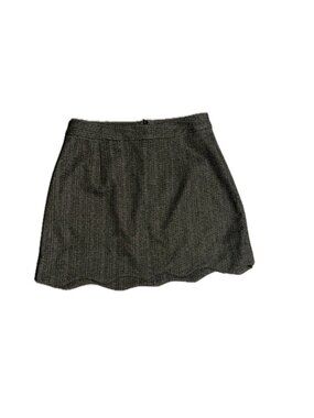 Handmade Gray Scalloped Hem Structured Mini Skirt